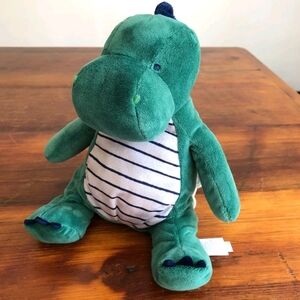 Carters Just One You Musical Green Navy Plush Stuffed Dino Baby Toy Dinosaur 9”